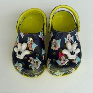 CROCS Kids Navy Blue and Lime Green Disney Character Clogs